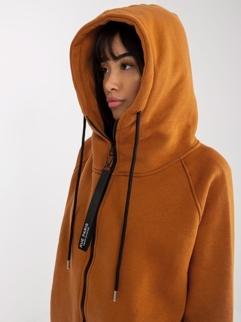 Jasnobrązowa rozpinana bluza basic z kieszeniami RUE PARIS