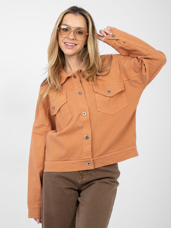 Ceglasta jeansowa kurtka z kieszeniami RUE PARIS