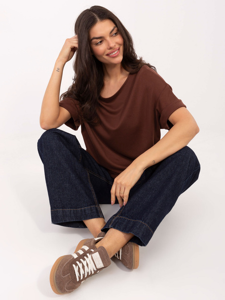 Brązowa bluzka basic z domieszką modalu