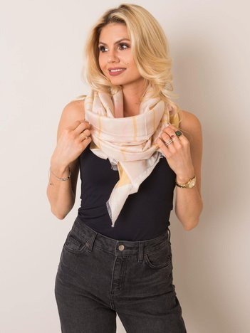 Beżowa-różowa chusta w paski