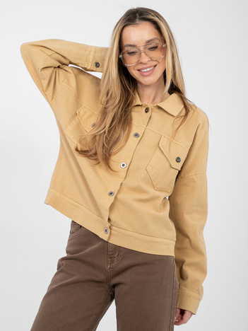 Camelowa jeansowa kurtka z kołnierzykiem RUE PARIS