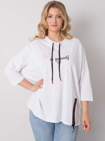 Biała bluzka plus size z dżetami Philomena
