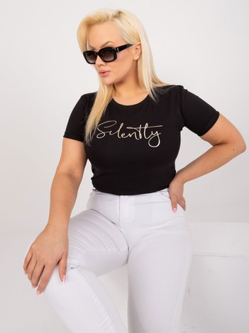 Czarny bawełniany t-shirt plus size z napisem
