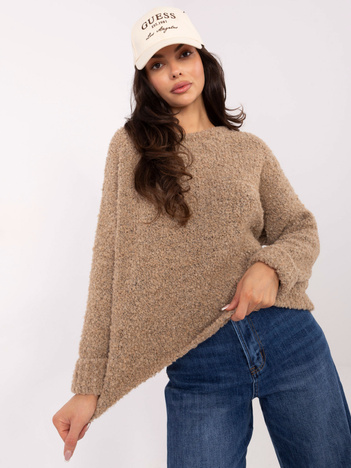 Beżowy sweter boucle o kroju oversize