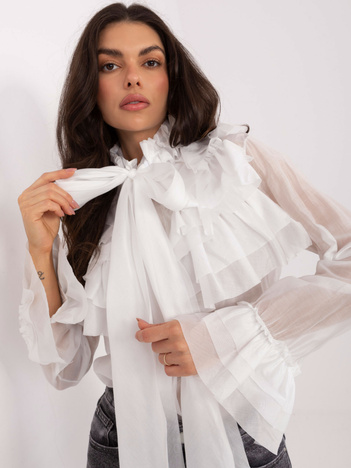 Biała elegancka koszula z żabotem