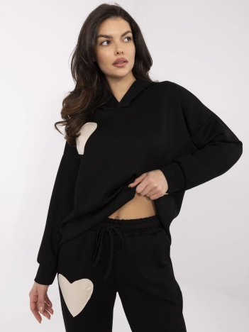 Czarny casualowy komplet damski z bluzą oversize