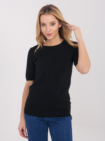 Czarny damski sweter z domieszką wiskozy