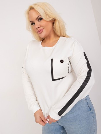 Ecru bawełniana bluzka plus size z kieszenią