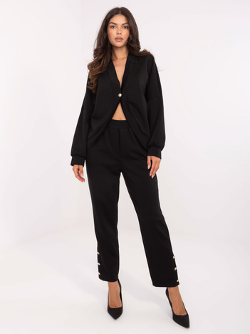 Czarny komplet z kardiganem oversize RUE PARIS