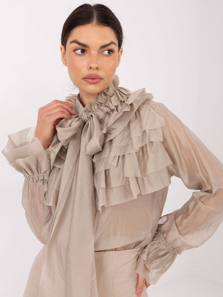Beżowa przezroczysta koszula z kokardą
