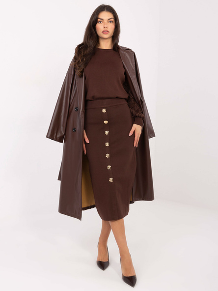 Brązowa elegancka spódnica z dzianiny