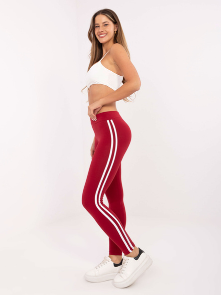 Bordowe damskie legginsy sportowe BASIC FEEL GOOD