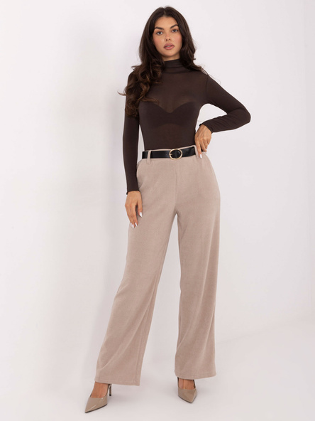 Beżowe sztruksowe spodnie bez zapięcia