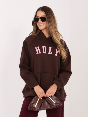 Czekoladowa damska bluza z wypukłym napisem RUE PARIS