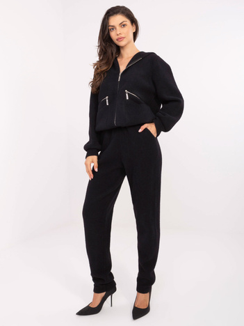 Czarny dwuczęściowy komplet alpaka ze spodniami