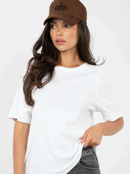 Biały t-shirt basic w jednolitym kolorze RUE PARIS