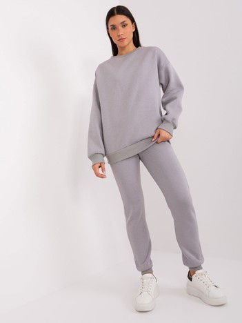 Szary dresowy komplet basic z bluzą oversize