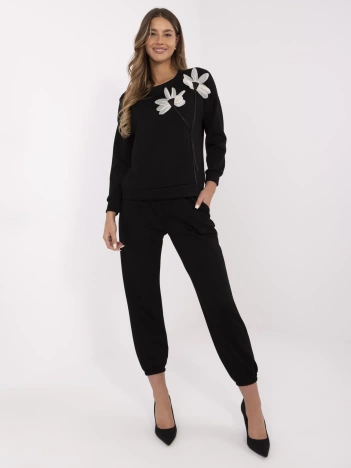 Czarny casualowy komplet z bluzą oversize