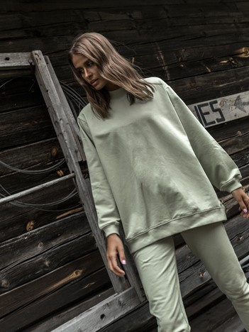 Pistacjowa dresowa bluza oversize z bawełny