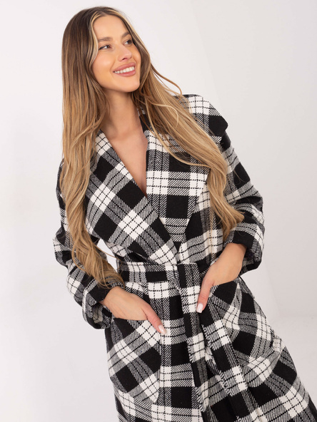 Czarno-biały płaszcz w kratę Yasmin