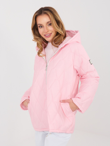 Pastelowa różowa pikowana kurtka oversize