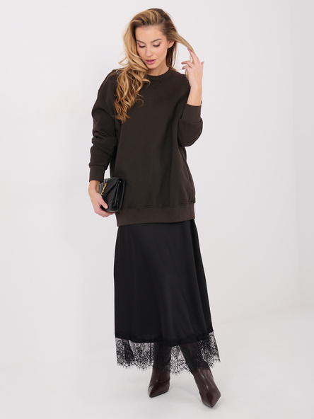 Czekoladowa bluza basic z okrągłym dekoltem