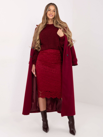 Bordowa koronkowa spódnica z podszewką