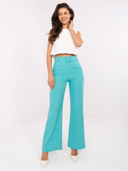 Turkusowe eleganckie spodnie dzwony