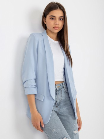 Jasnoniebieska elegancka marynarka z rękawem 3/4 Adela