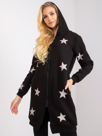 Czarna bluza dresowa rozpinana z printem Marrakech