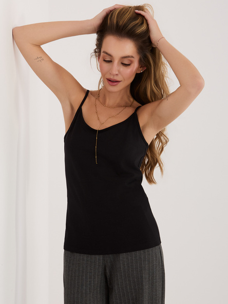 Czarny damski top basic z bawełny SUBLEVEL