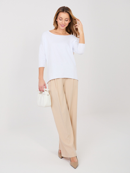 Biała damska bluzka basic z rękawem 3/4 RUE PARIS