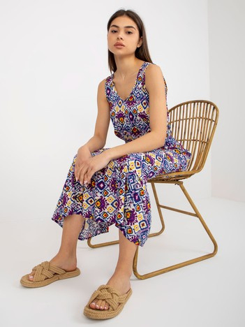 Fioletowa midi sukienka we wzory z wiskozy FRESH MADE