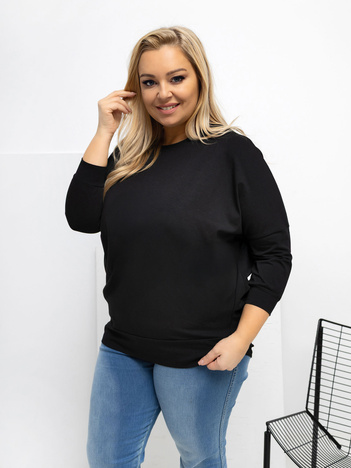 Czarna bluzka plus size z okrągłym dekoltem