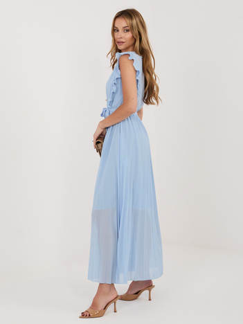 Jasnoniebieska sukienka z kopertowym dekoltem RUE PARIS