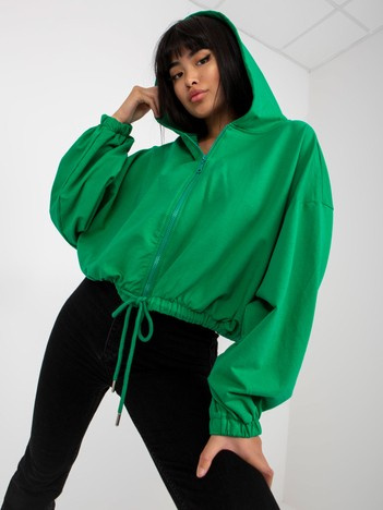 Zielona rozpinana bluza basic z szerokimi rękawami RUE PARIS