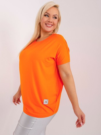 Pomarańczowa gładka bluzka plus size z wiskozy