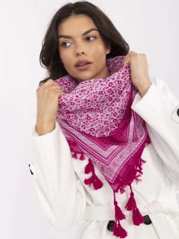 Fuksjowa damska chusta z frędzlami