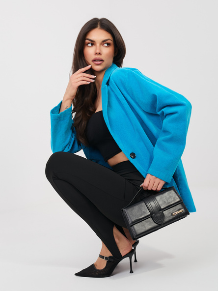 Niebieska jednorzędowa marynarka z sztruksu RUE PARIS