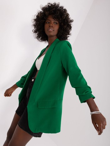 Ciemnozielona marynarka z marszczonym rękawem