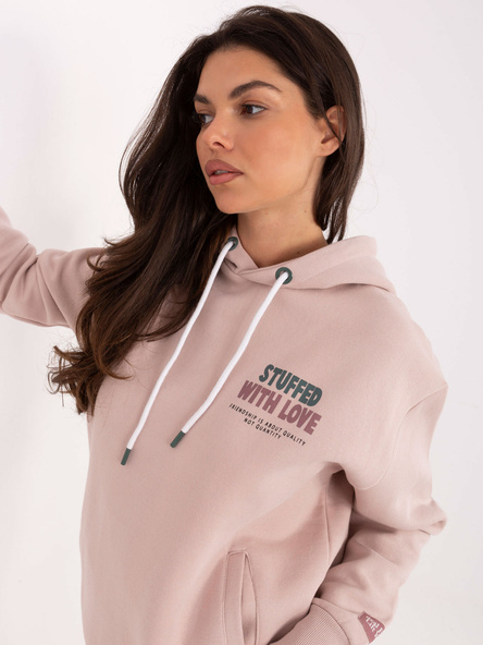 Brudnoróżowa bluza z nadrukiem misia SUBLEVEL