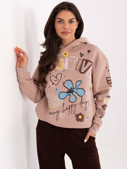 Brudnoróżowa ocieplana bluza z nadrukiem SUBLEVEL